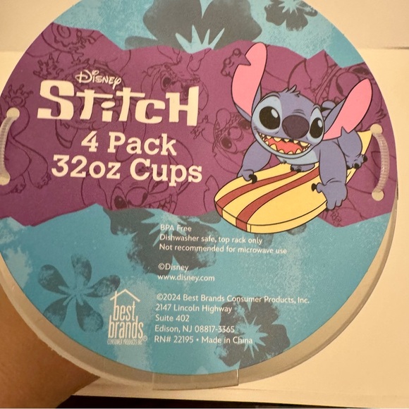 NWT. Disney 4 piece stitch plastic drinking cups featuring Aloha Stitch - Picture 3 of 8